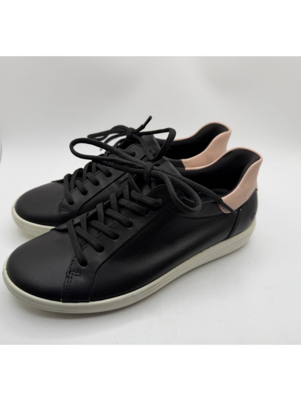 Ecco Black Sneakers with Blush Heel Collar